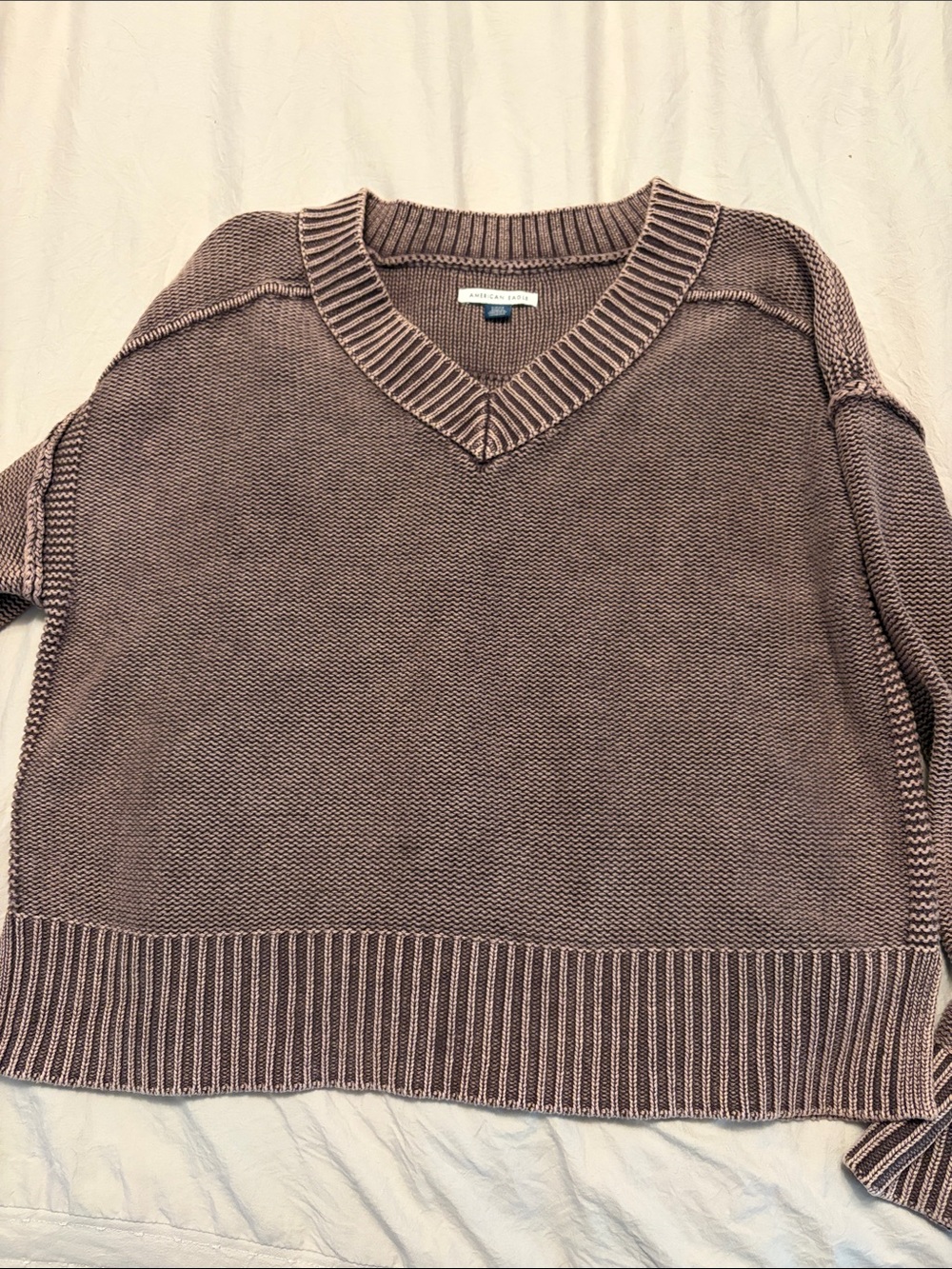 Women’s  V-Neck Knit Sweater - Taupe